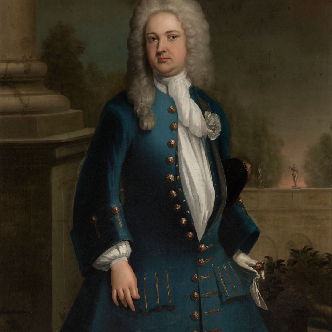 Charles White — Портрет Монтегю Бланделла, 1-го виконта Бланделла (1689-1756), в три четверти роста, в синем сюртуке и жилете, белой рубашке и треуголке, зажатой под мышкой., изображение 2