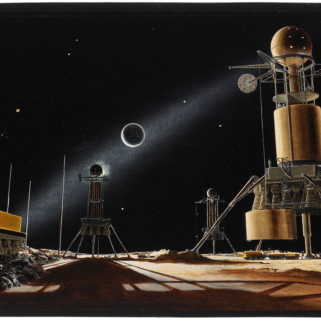 Chesley Bonestell — РАЗГРУЗКА НА ЛУНЕ