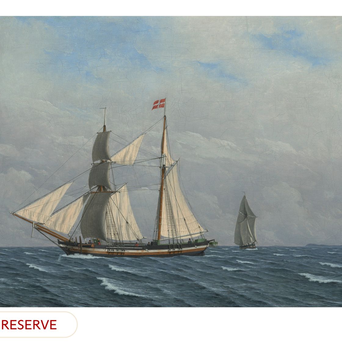 Christoffer Wilhelm Eckersberg — Парусная лодка с полными парусами (En skonnert для fulde sejl), изображение 1