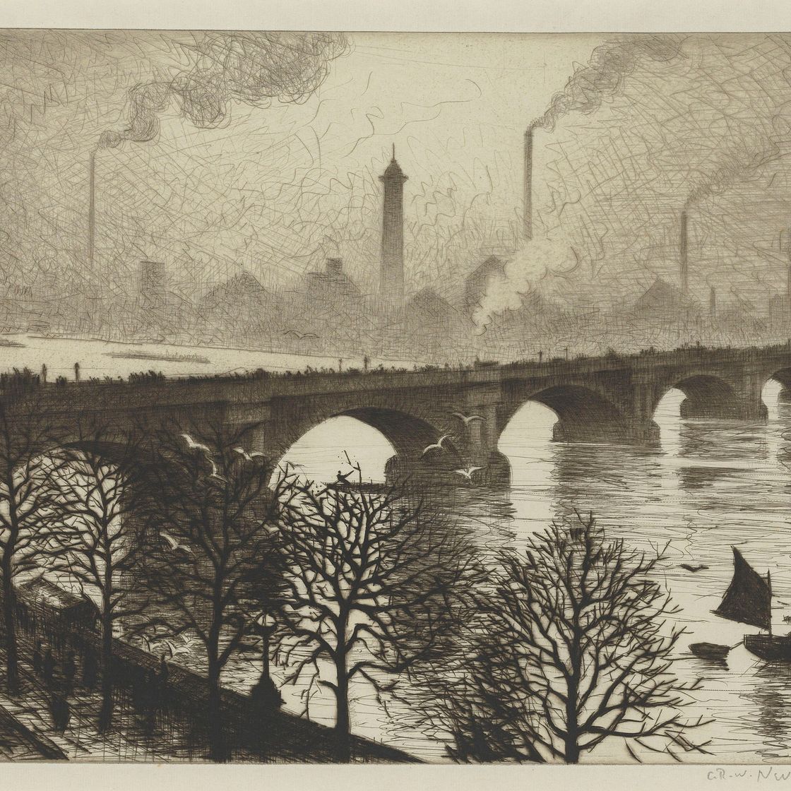 Christopher Nevinson — Мост Ватерлоо из окна "Савойи"