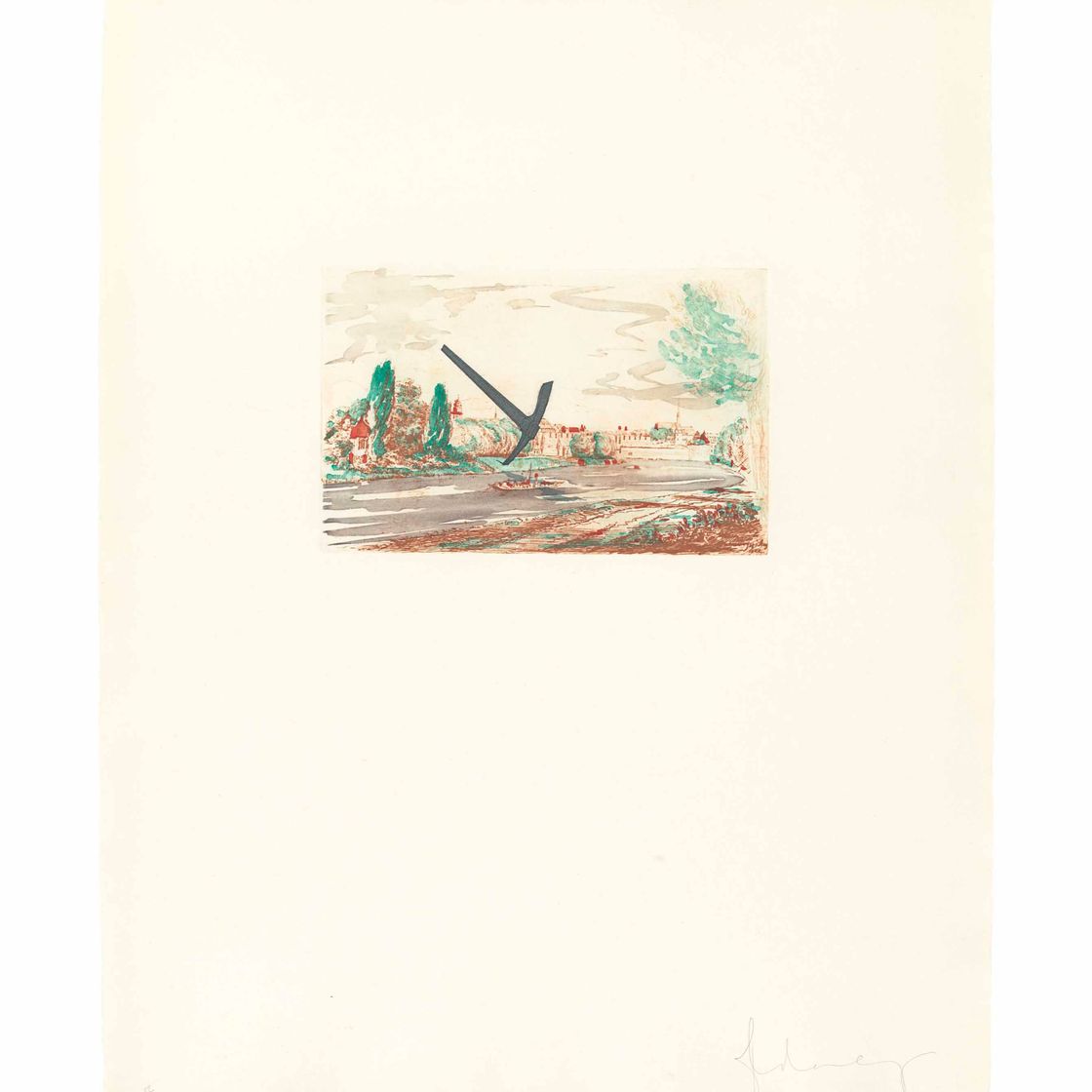 Claes Oldenburg — Шпицхакке, 1982 год, наложенный на рисунок этого места Эмиля Людвига Гримма, 1822 год.