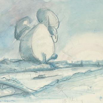 Claes Oldenburg — Предполагаемый колоссальный памятник для парка Баттерси, Лондон, Ударная установка (1966) (A. & P. 62)