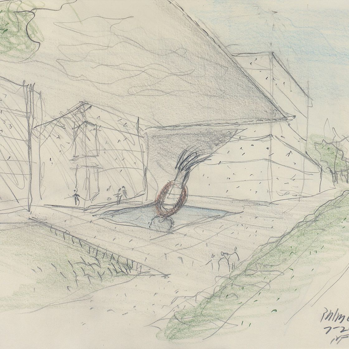 Claes Oldenburg — Эскиз скульптуры Клааса Ольденбурга и Кусье ван Брюгген "Ластик для пишущей машинки в масштабе X" в художественном музее Нортона, Палм-Бич.