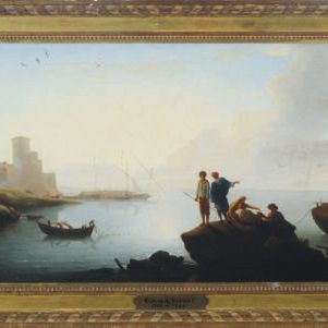 Claude Joseph Vernet — Рыбак отдыхает на скалах у залива