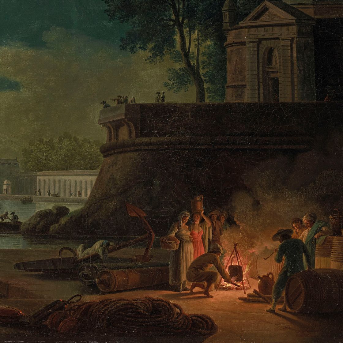 Claude Joseph Vernet — У порта на берегу моря в лунном свете, изображение 2