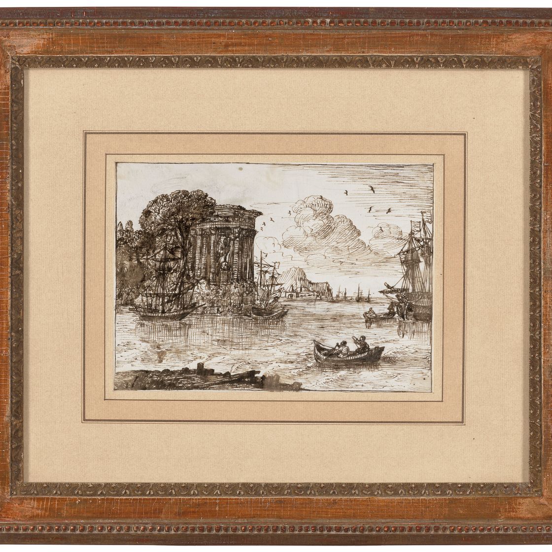 Claude Lorrain — Прибрежный пейзаж с античным храмом, изображение 3