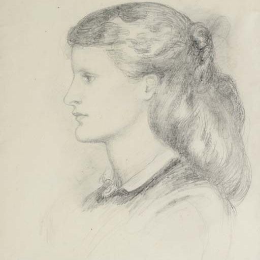 Dante Gabriel Rossetti — Портрет Энни Миллер, во весь рост, в профиль слева