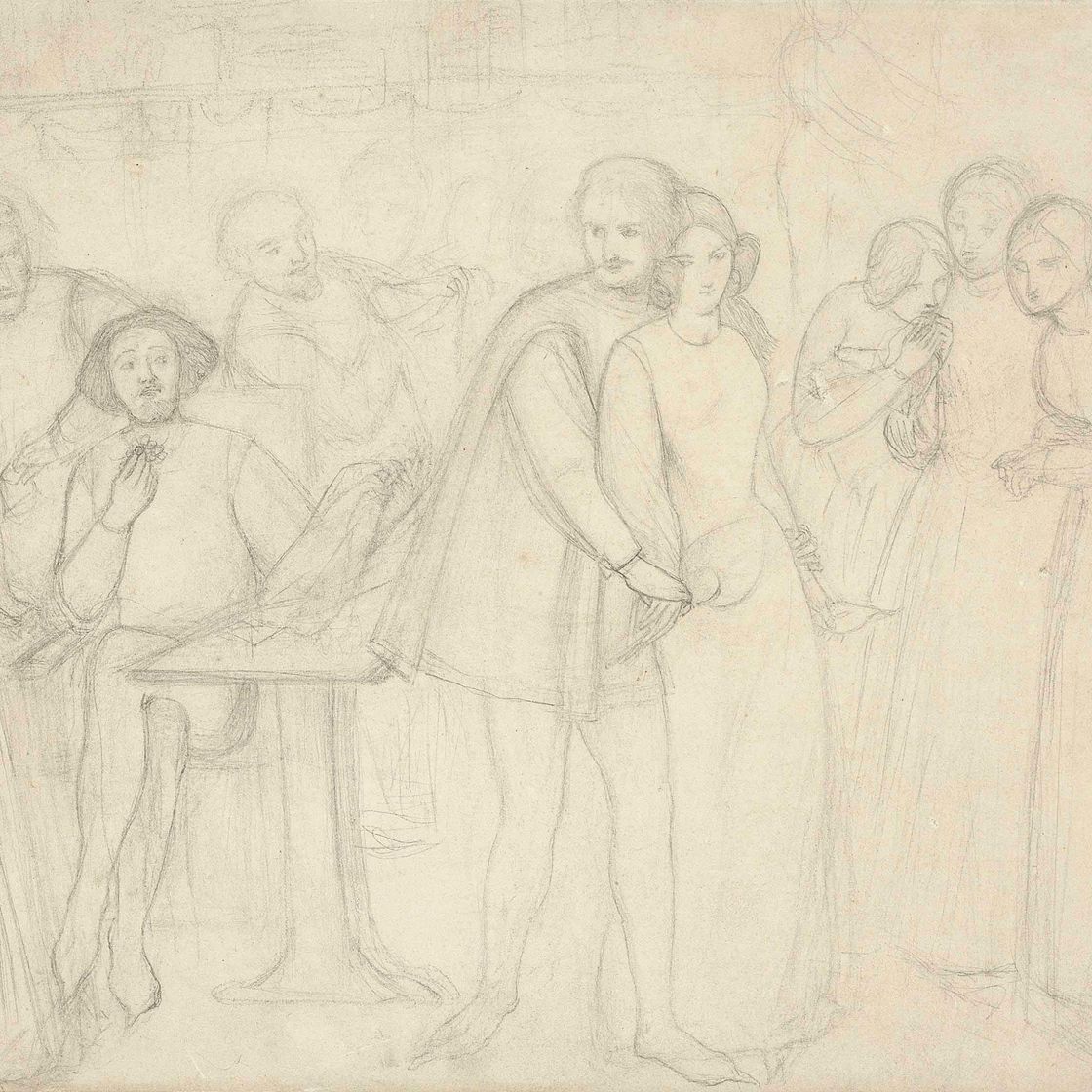 Dante Gabriel Rossetti — Этюд для Бенедикта и Беатриче из "Много шума из ничего"