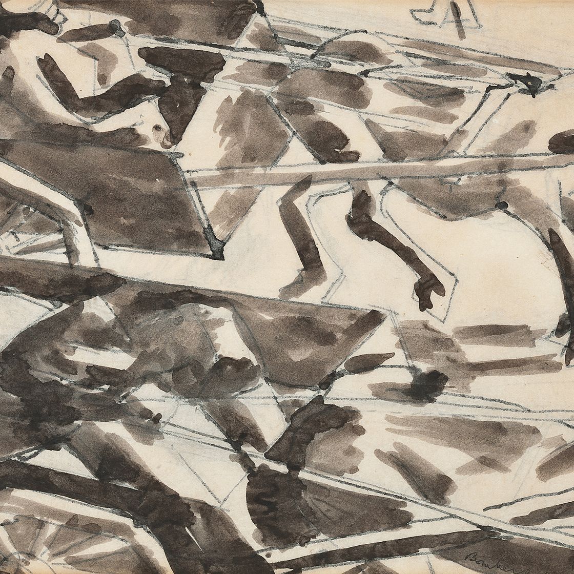 David Bomberg — Конюхи (лошади и повозки)