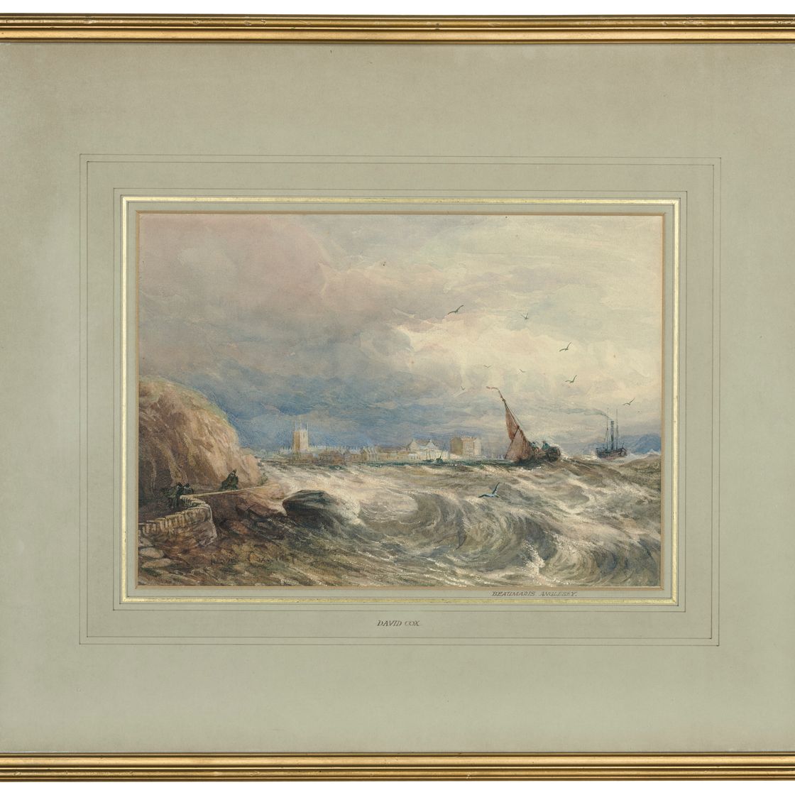 David Cox — Вид на Бомарис, Англси, Уэльс, изображение 3