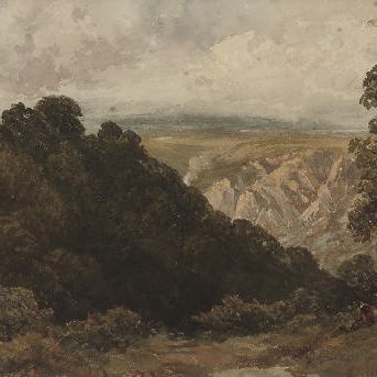 David Cox — Фигура, смотрящая на горный пейзаж
