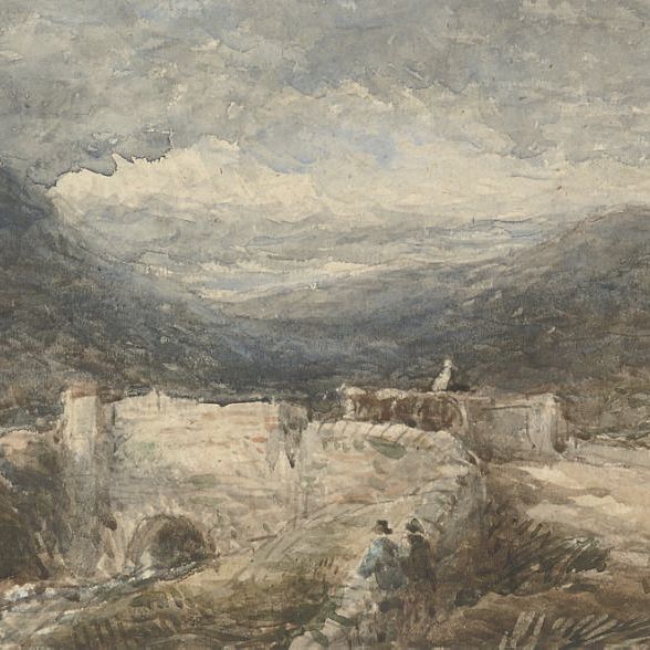 David Cox — Путешественники, пересекающие мост