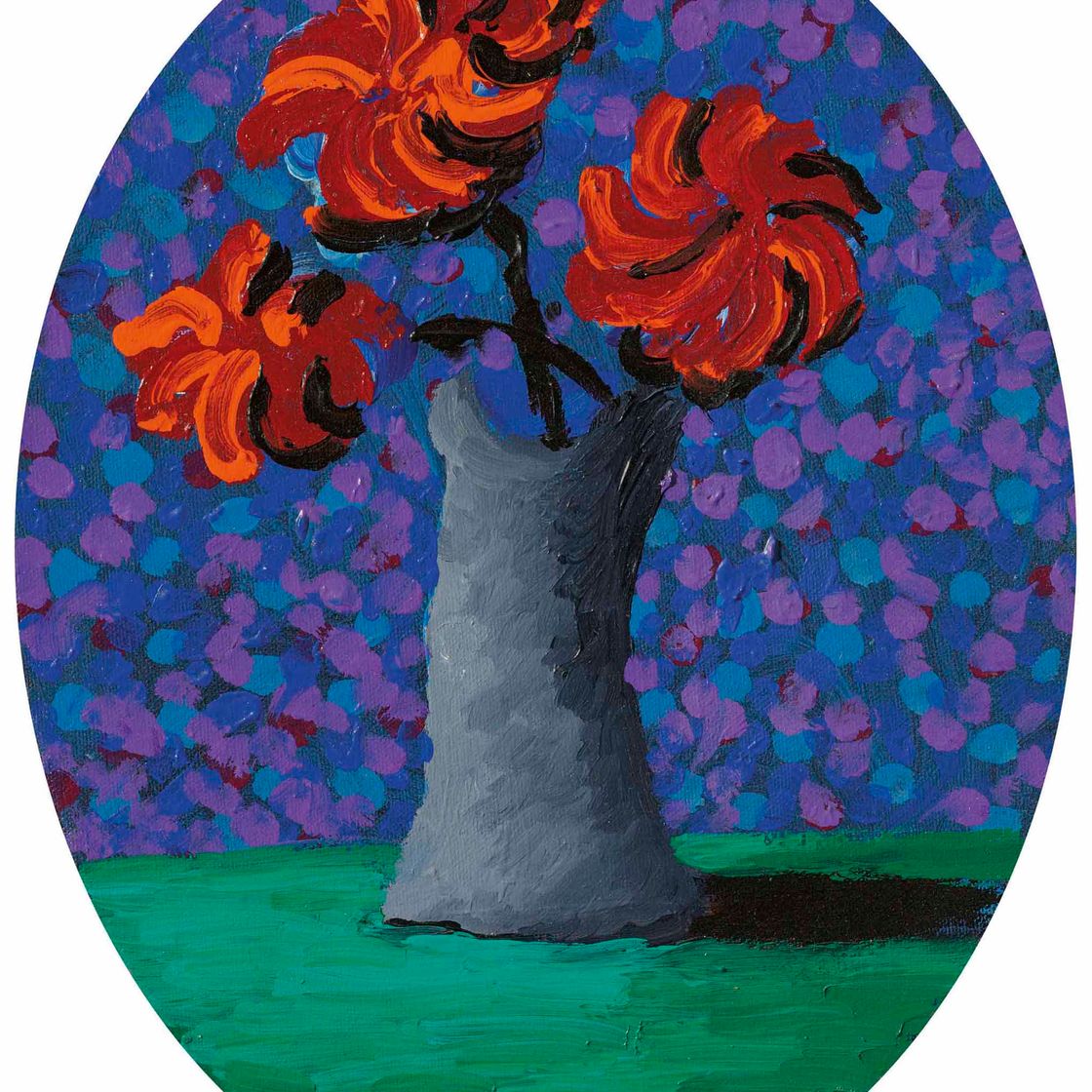 David Hockney — Красные цветы и синие пятна