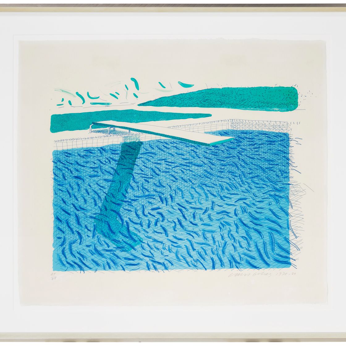 David Hockney — Литографская вода, выполненная из линий, мелка и синей краски, изображение 2