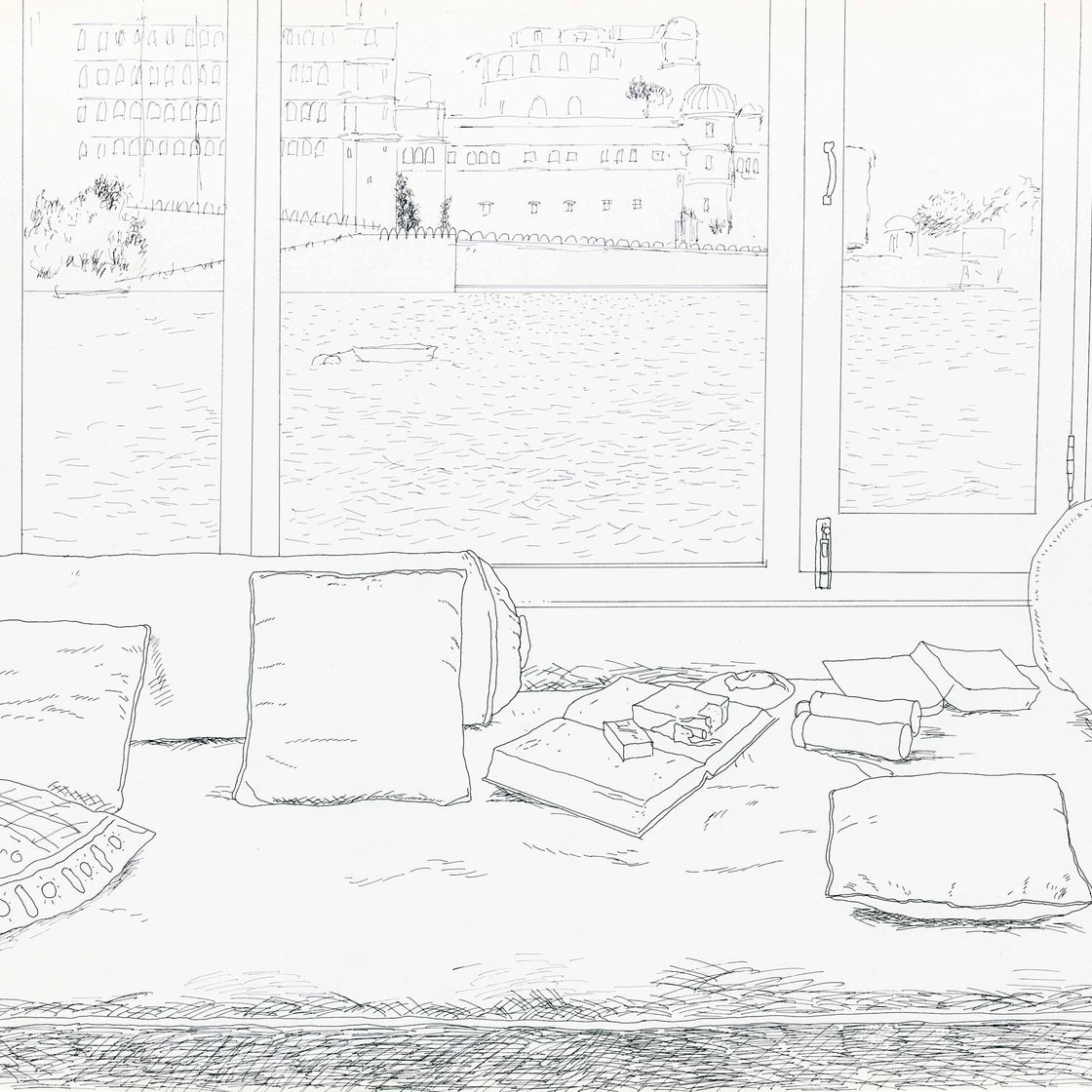 David Hockney — Вид на отель Lake Palace, Удайпур