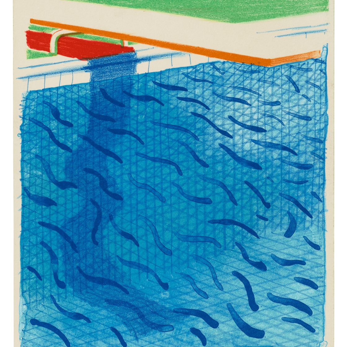 David Hockney — Бассейн, сделанный из бумаги и синих чернил для книги, из бумажных бассейнов