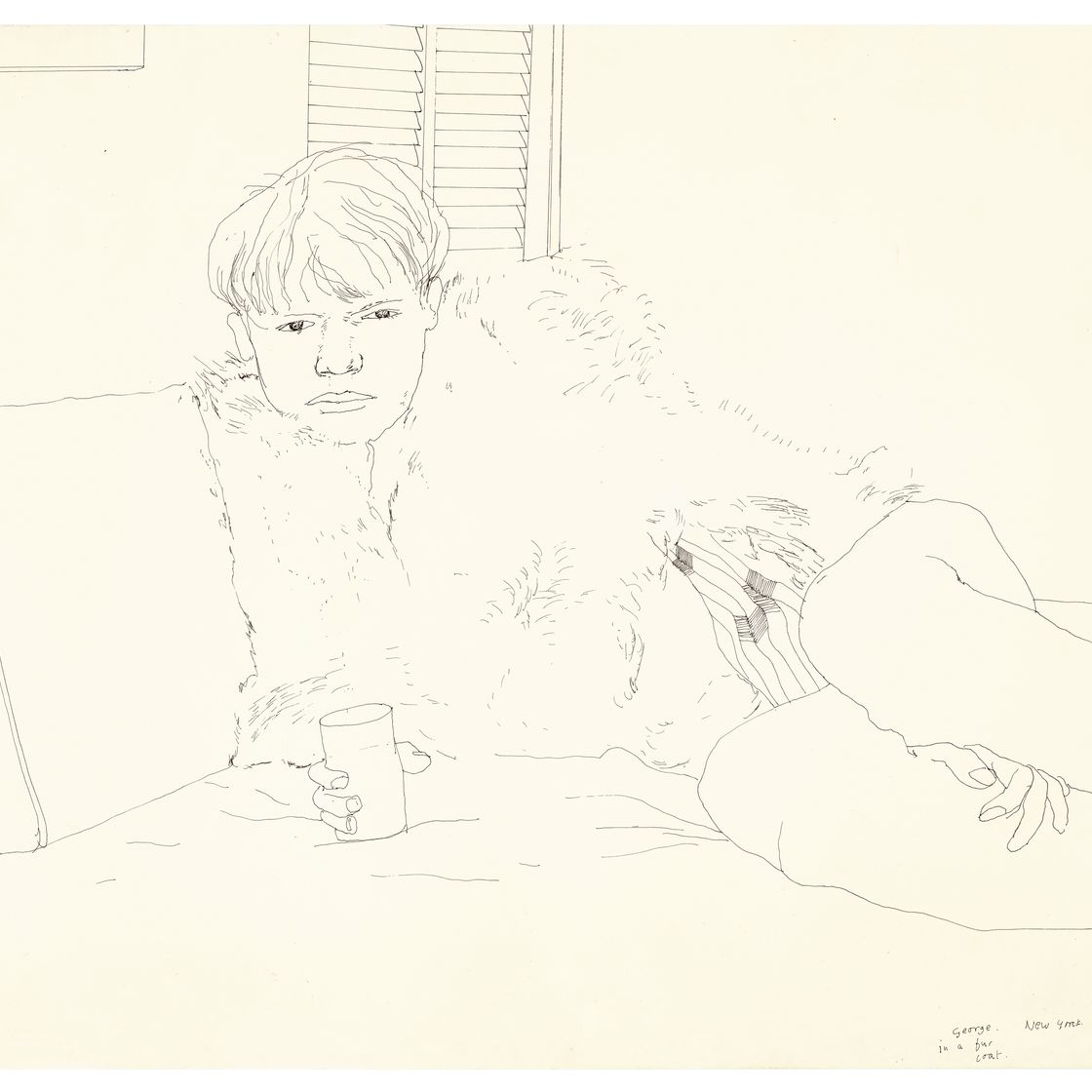 David Hockney — Джордж в меховой шубе