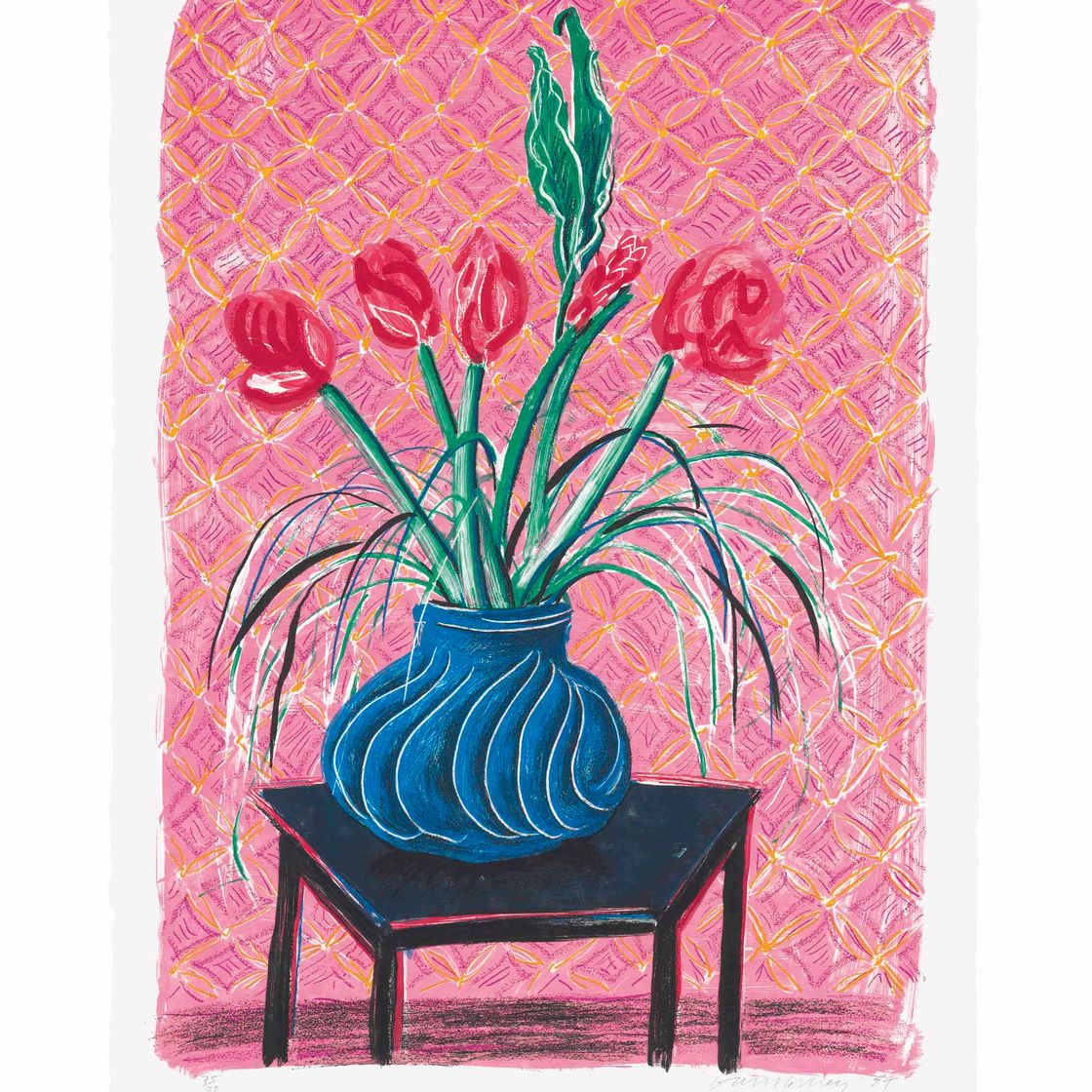 David Hockney — Амариллис в вазе, из движущегося фокуса