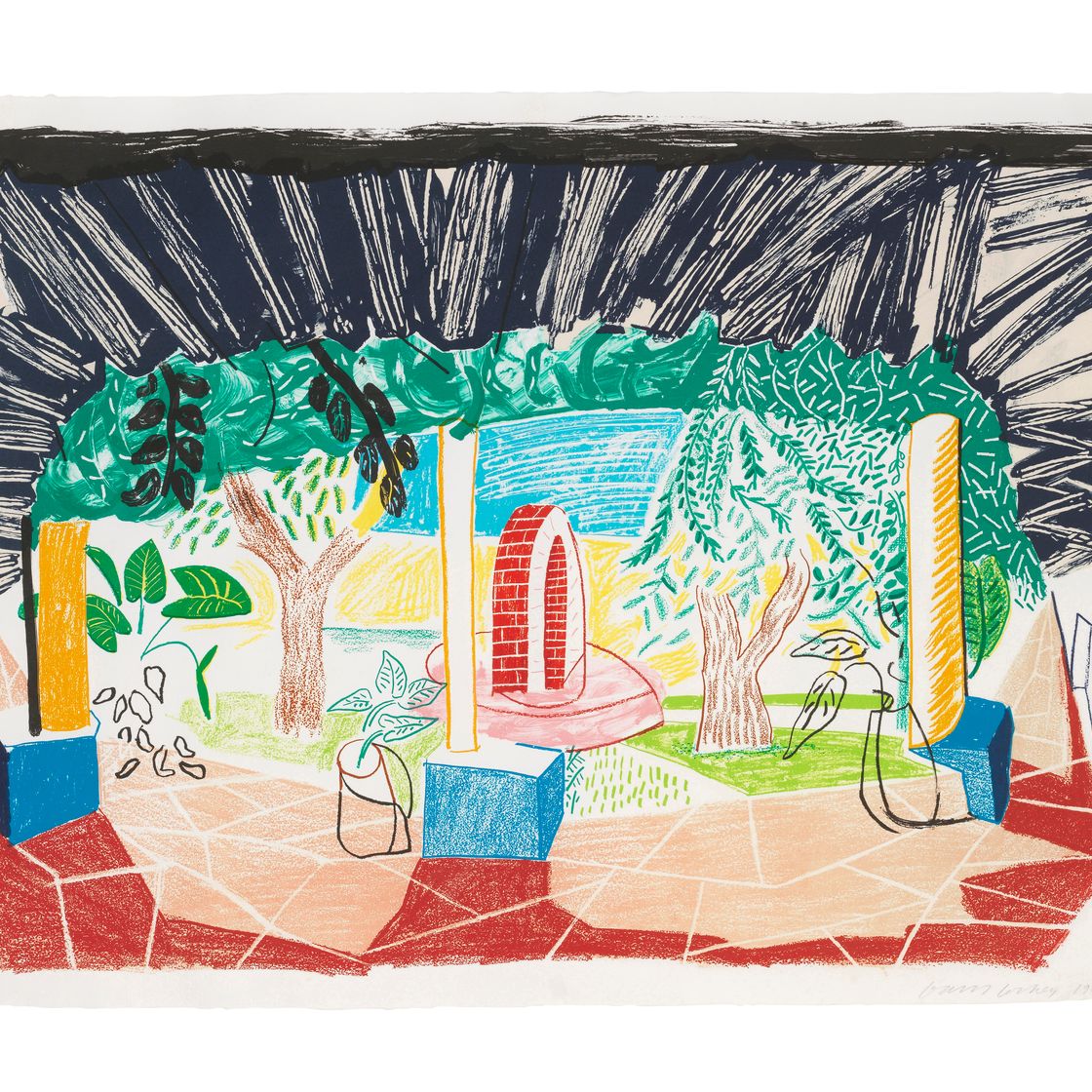 David Hockney — Вид на отель Well I с движущегося фокуса