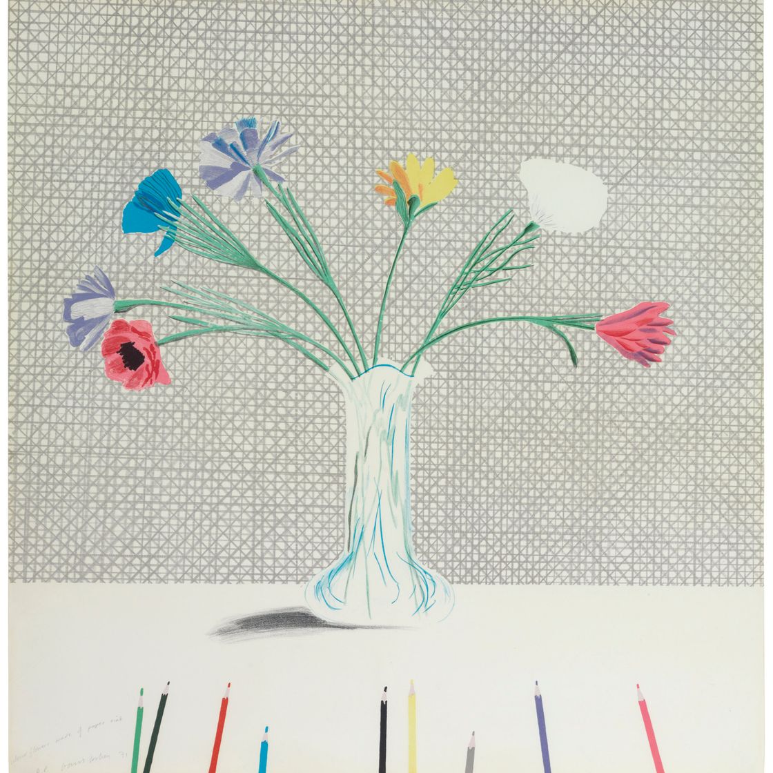 David Hockney — Цветные цветы из бумаги и туши
