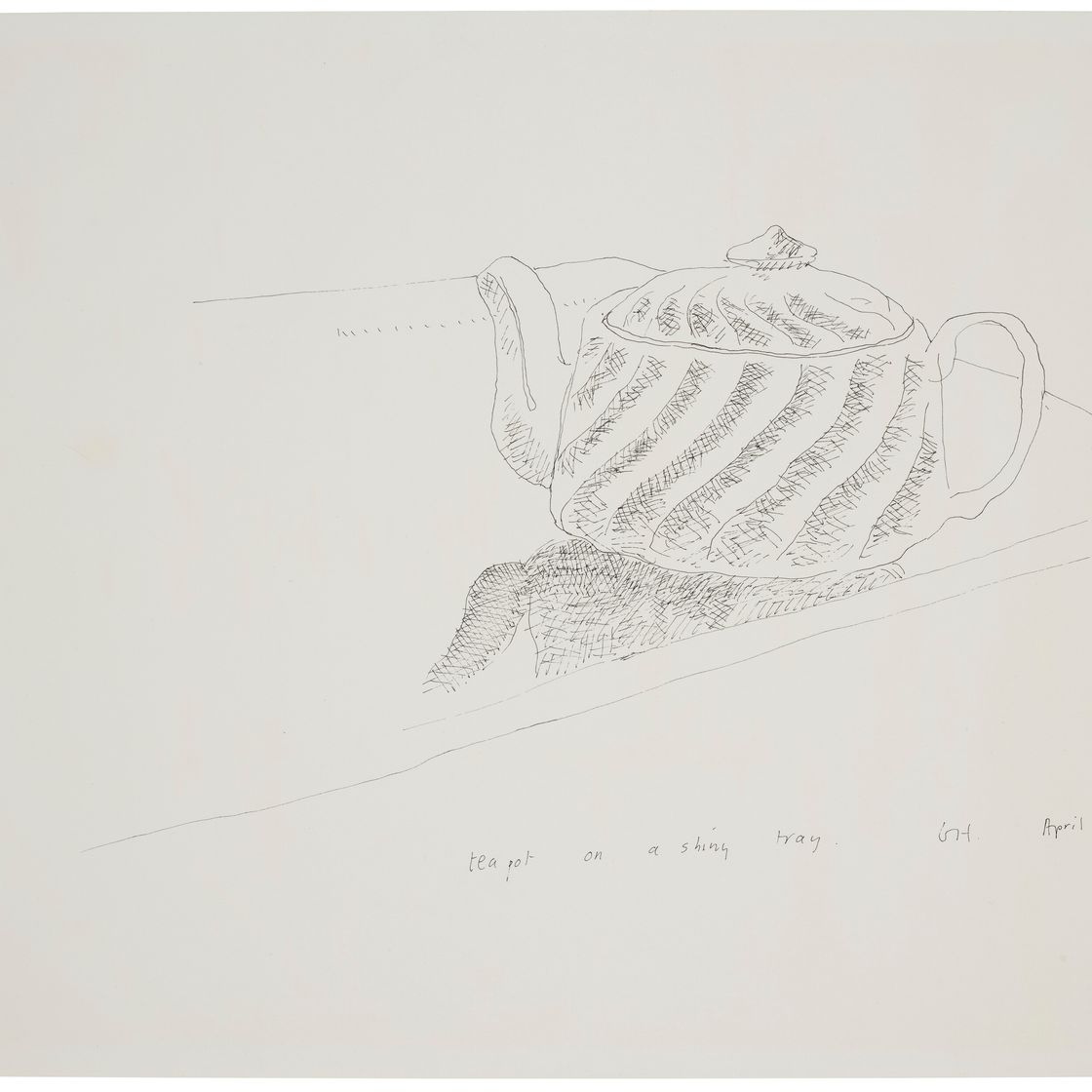 David Hockney — чайник на блестящем подносе