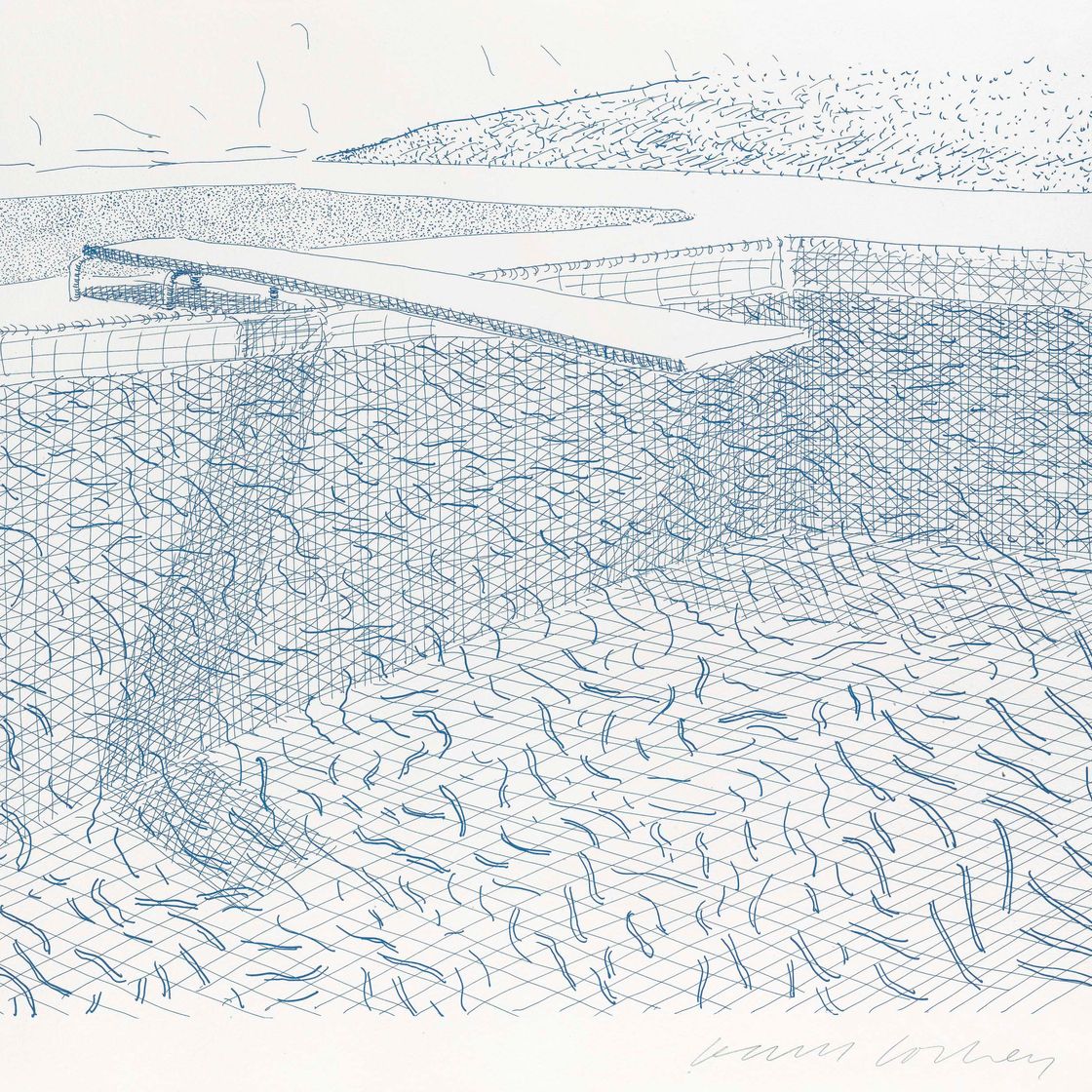 David Hockney — Литографская вода, выполненная из линий