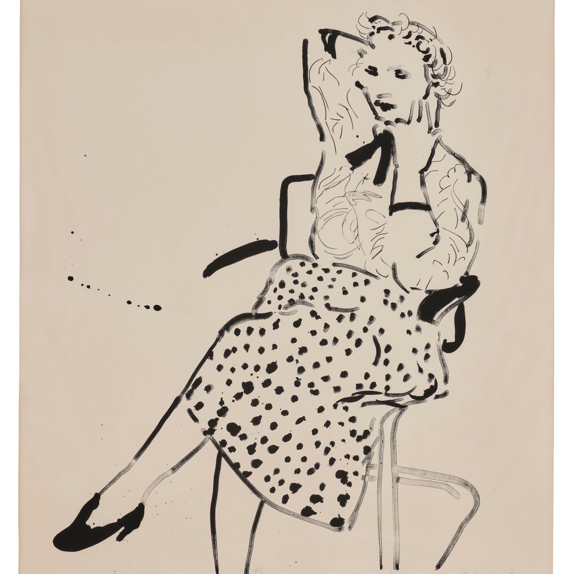 David Hockney — Селия в юбке в горошек, изображение 1