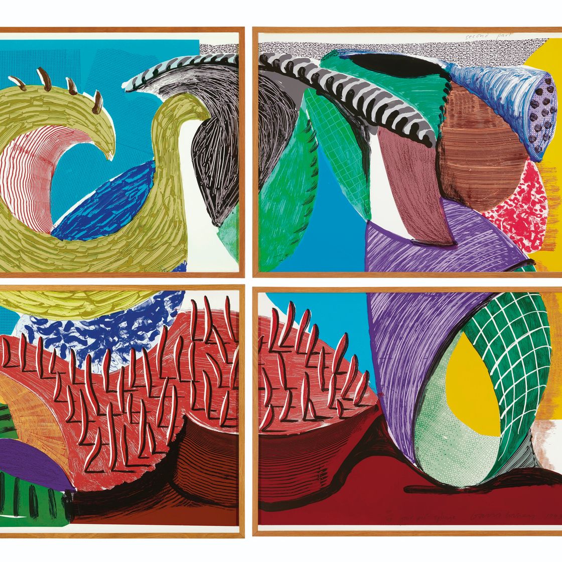 David Hockney — Шлица из четырех частей, выполненная из нескольких новых принтов, изображение 1