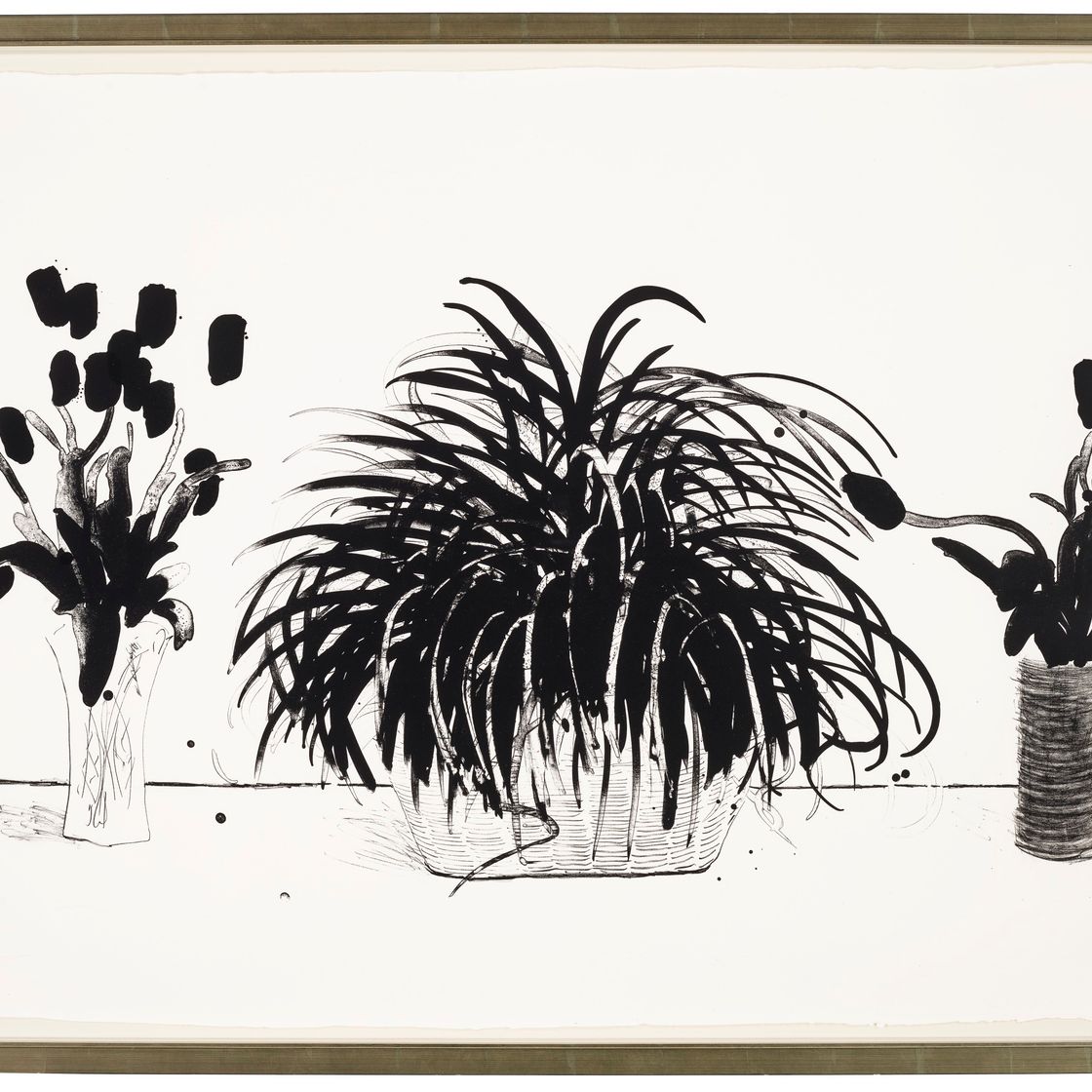 David Hockney — Две вазы со срезанными цветами и растение Лириопа, изображение 2
