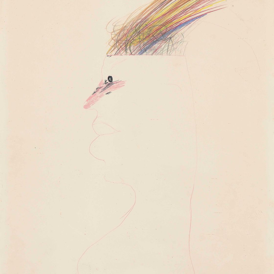 David Hockney — Яркий головной убор с разноцветным носом