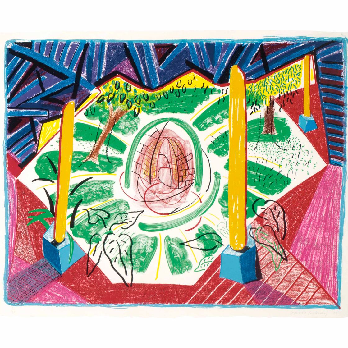 David Hockney — Вид на отель Well II с движущегося фокуса