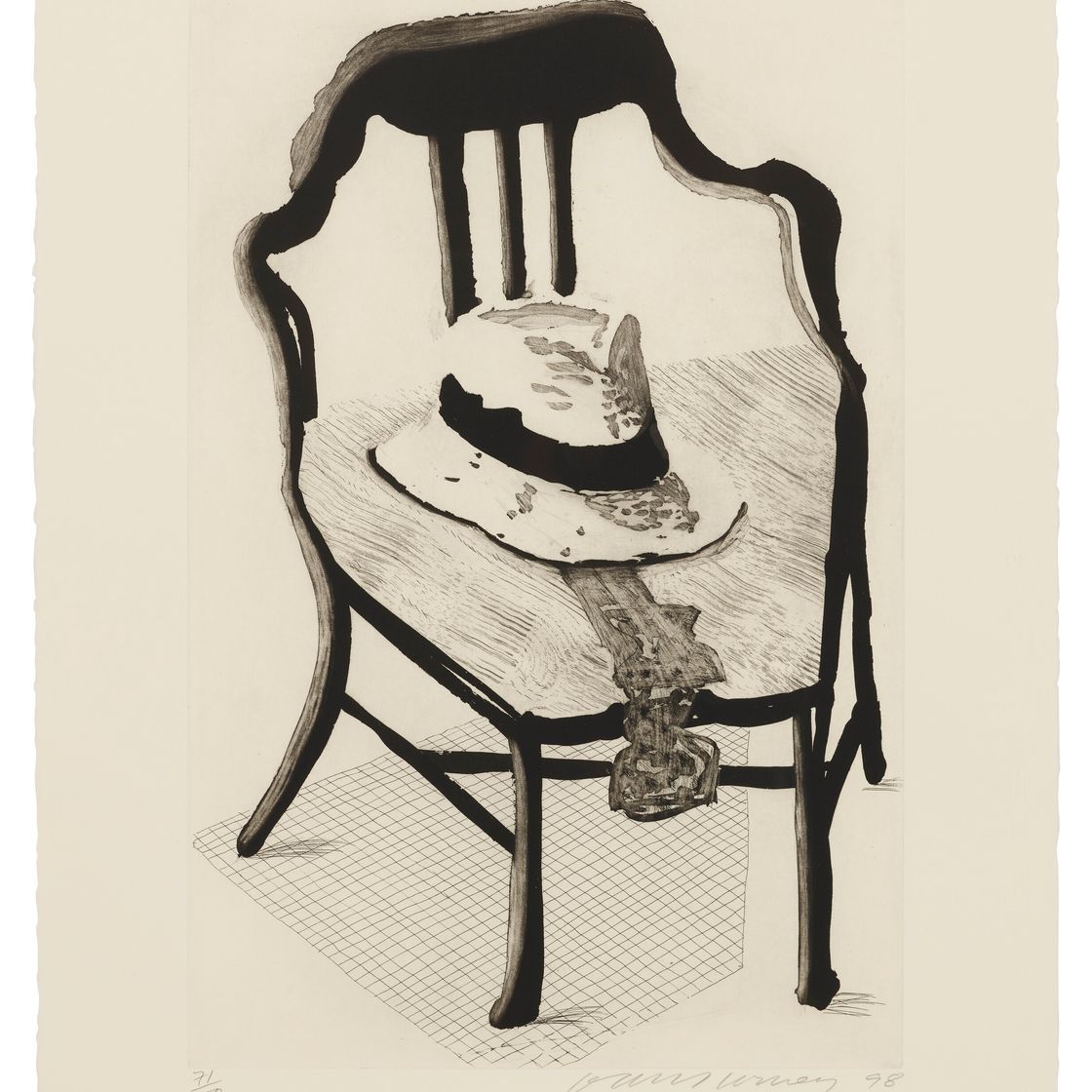 David Hockney — Панама с галстуком-бабочкой на стуле, из портфолио Geldzahler, изображение 1