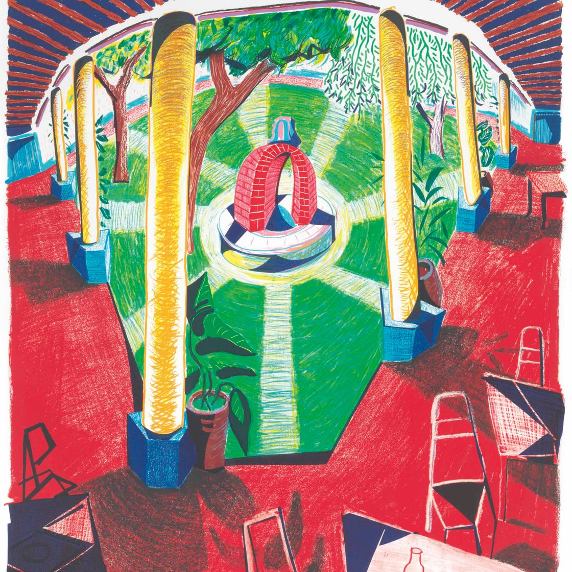 David Hockney — Вид на отель Well III с движущегося фокуса