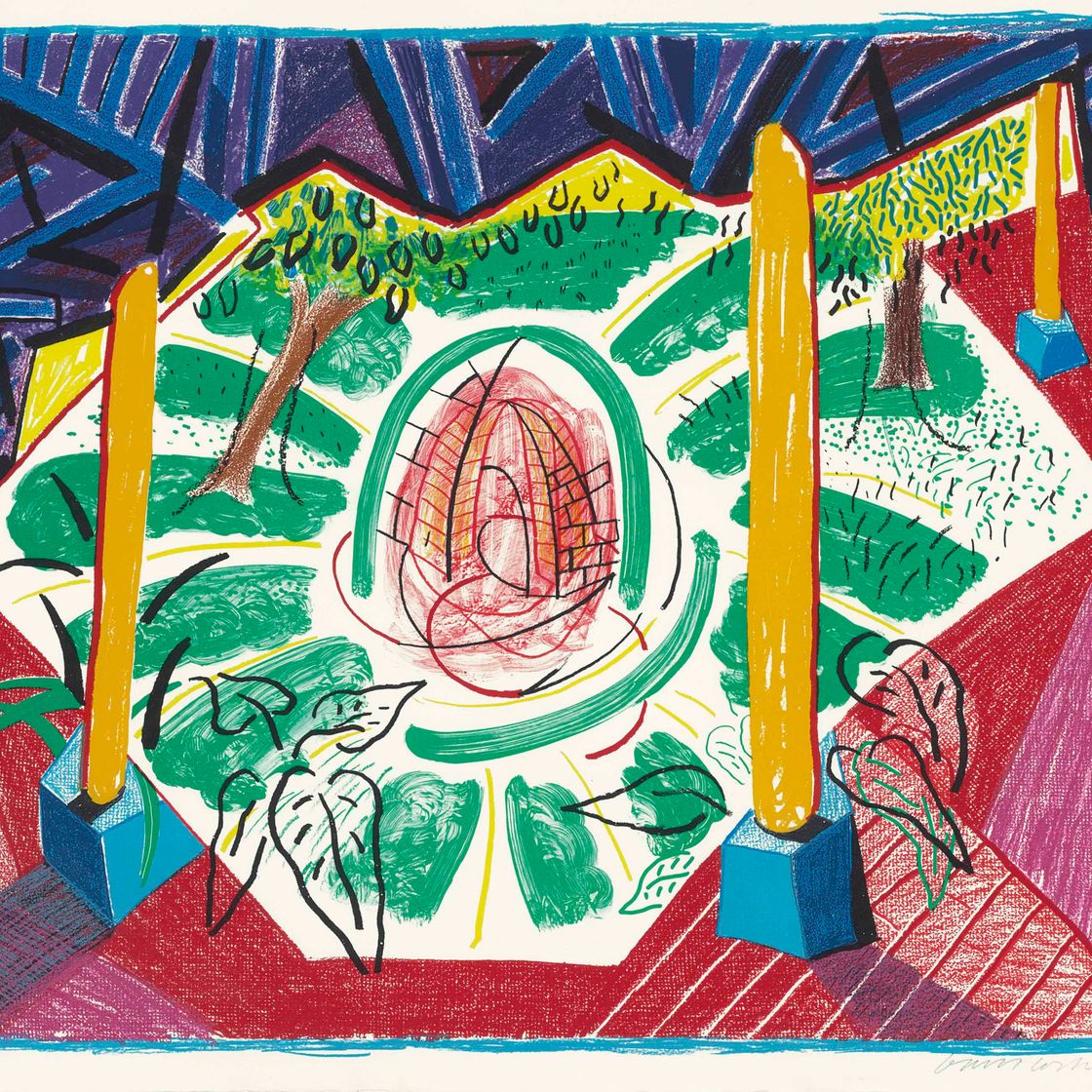 David Hockney — Вид на отель Well II с движущегося фокуса
