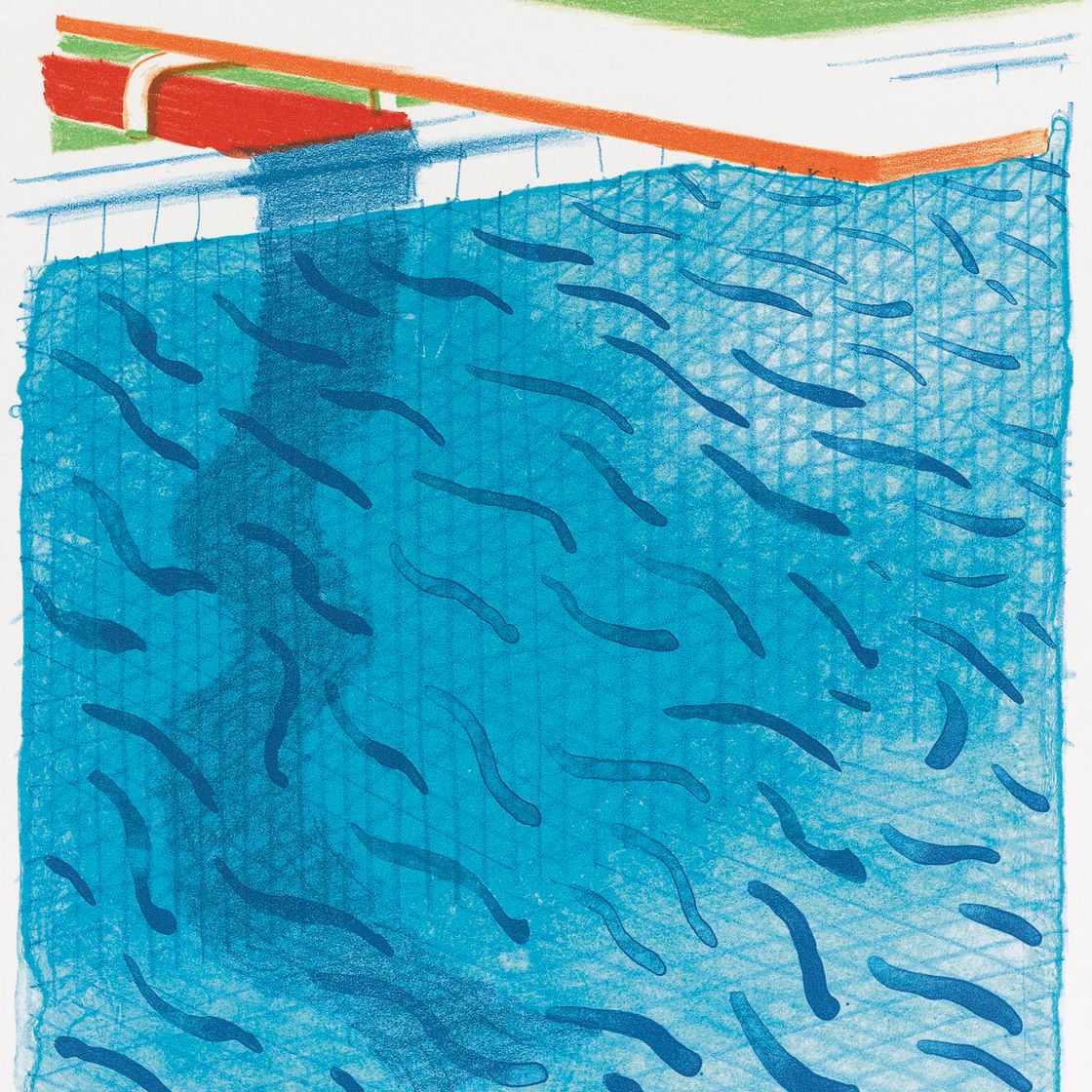 David Hockney — Бассейн, выполненный из бумаги и синих чернил для книги (к. 234)