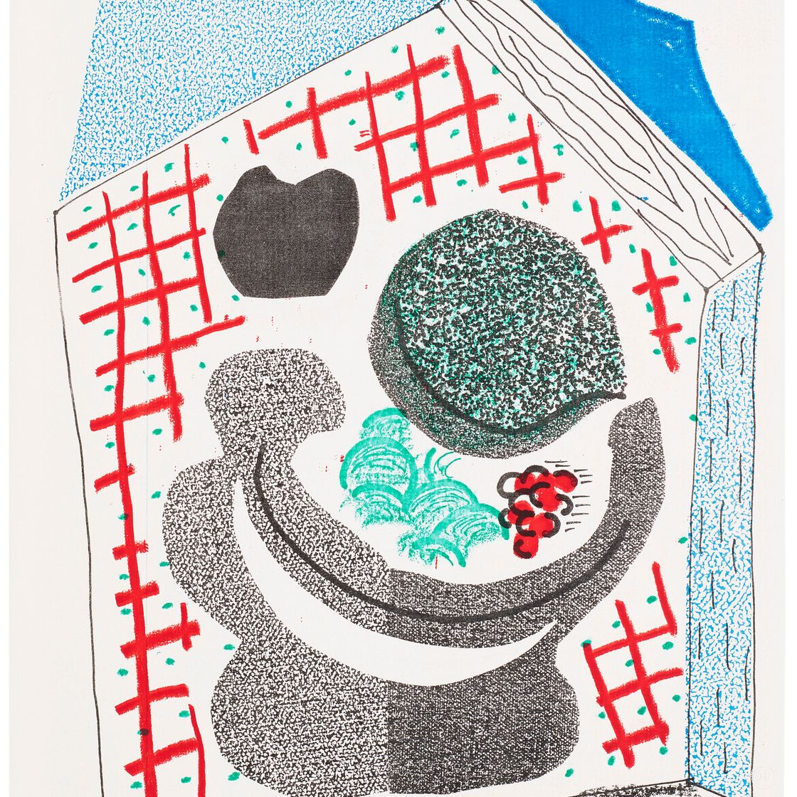 David Hockney — Ваза с фруктами, апрель 1986 года