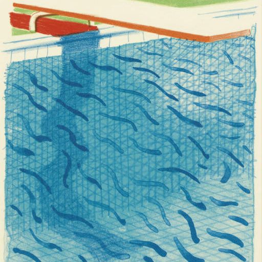 David Hockney — Пул, выполненный из бумаги и синих чернил для книги (T. 269; M.C.A.T. 234)