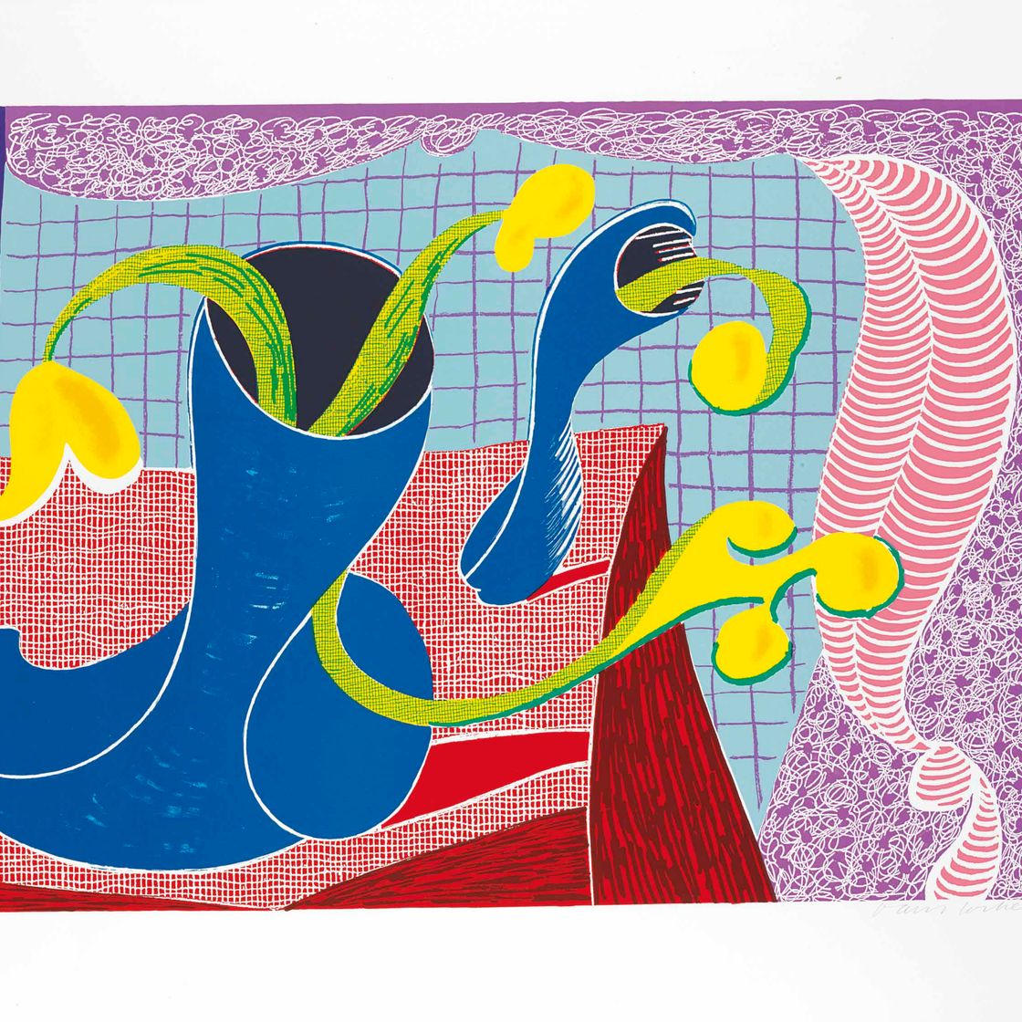 David Hockney — Четыре цветка в натюрморте