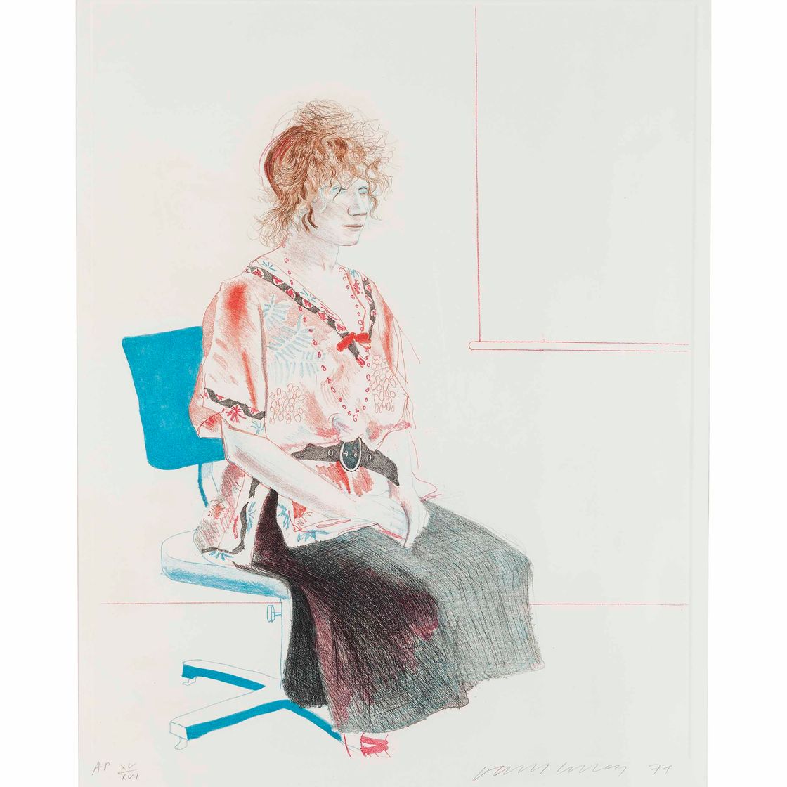 David Hockney — Селия сидела на офисном стуле
