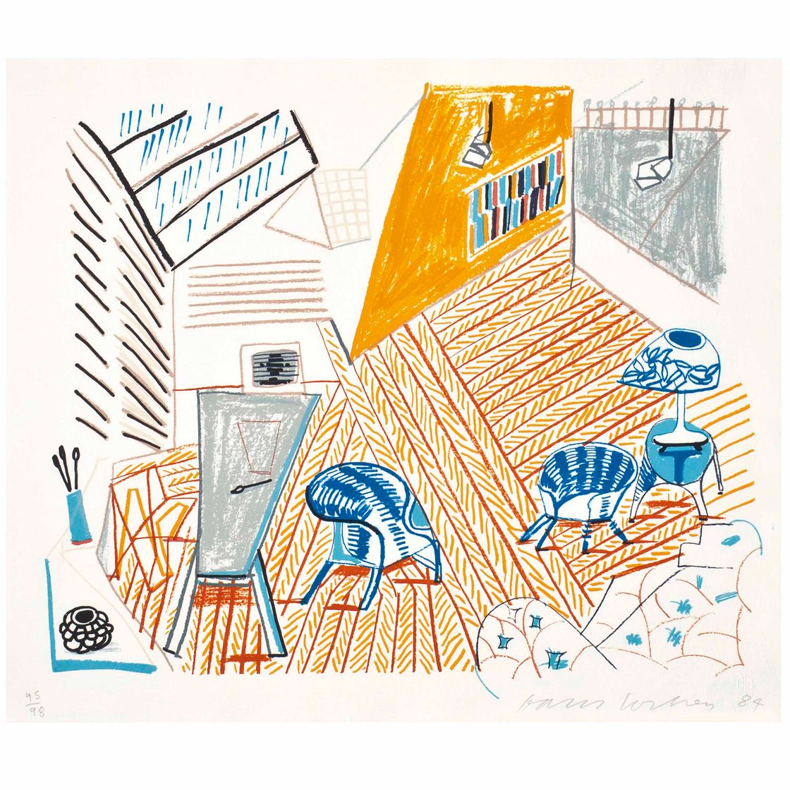 David Hockney — Студия в Пемброке с синими стульями и лампой от Moving Focus