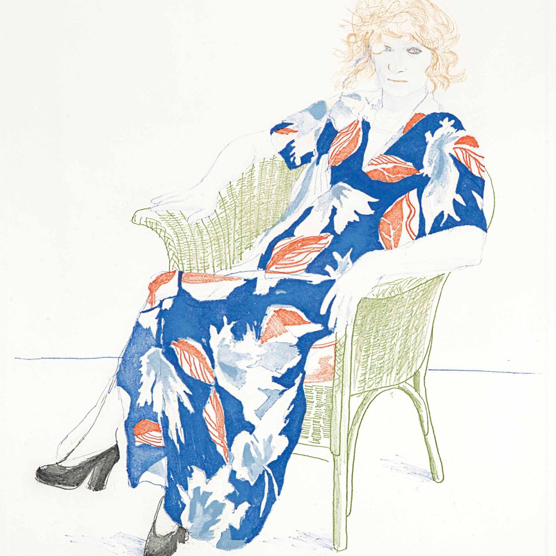 David Hockney — Селия в плетеном кресле