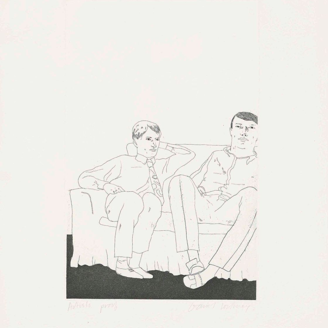 David Hockney — Без названия (Двое молодых людей на диване)