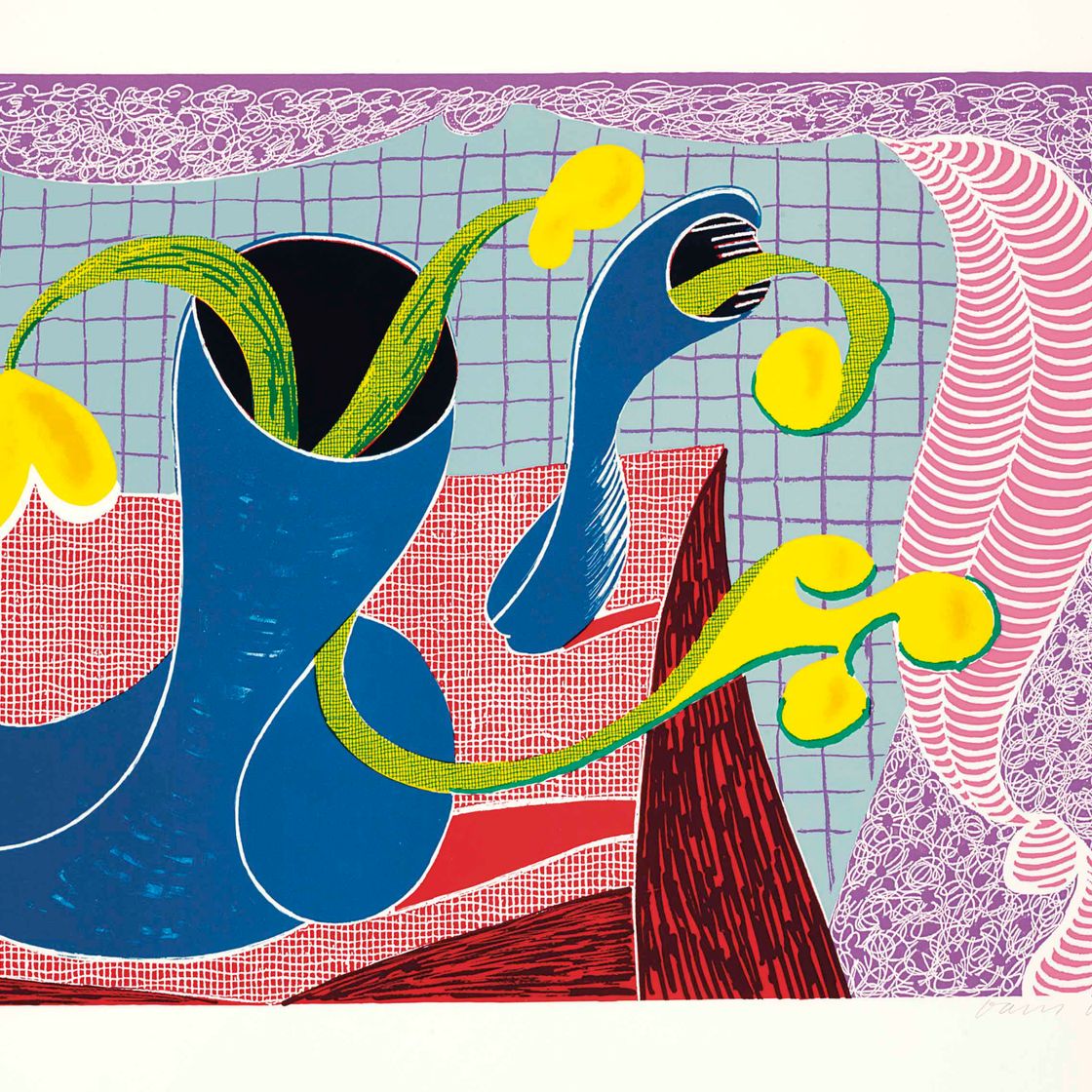 David Hockney — Четыре цветка в натюрморте