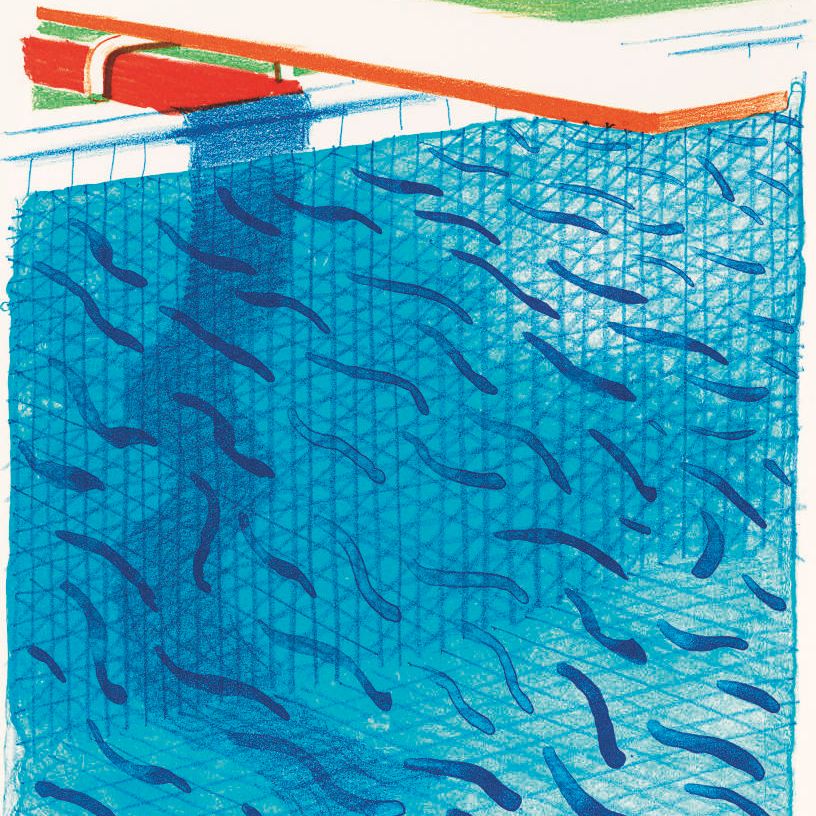 David Hockney — Пул, выполненный из бумаги и синих чернил для книги (T. 269; M.C.A.T. 234)