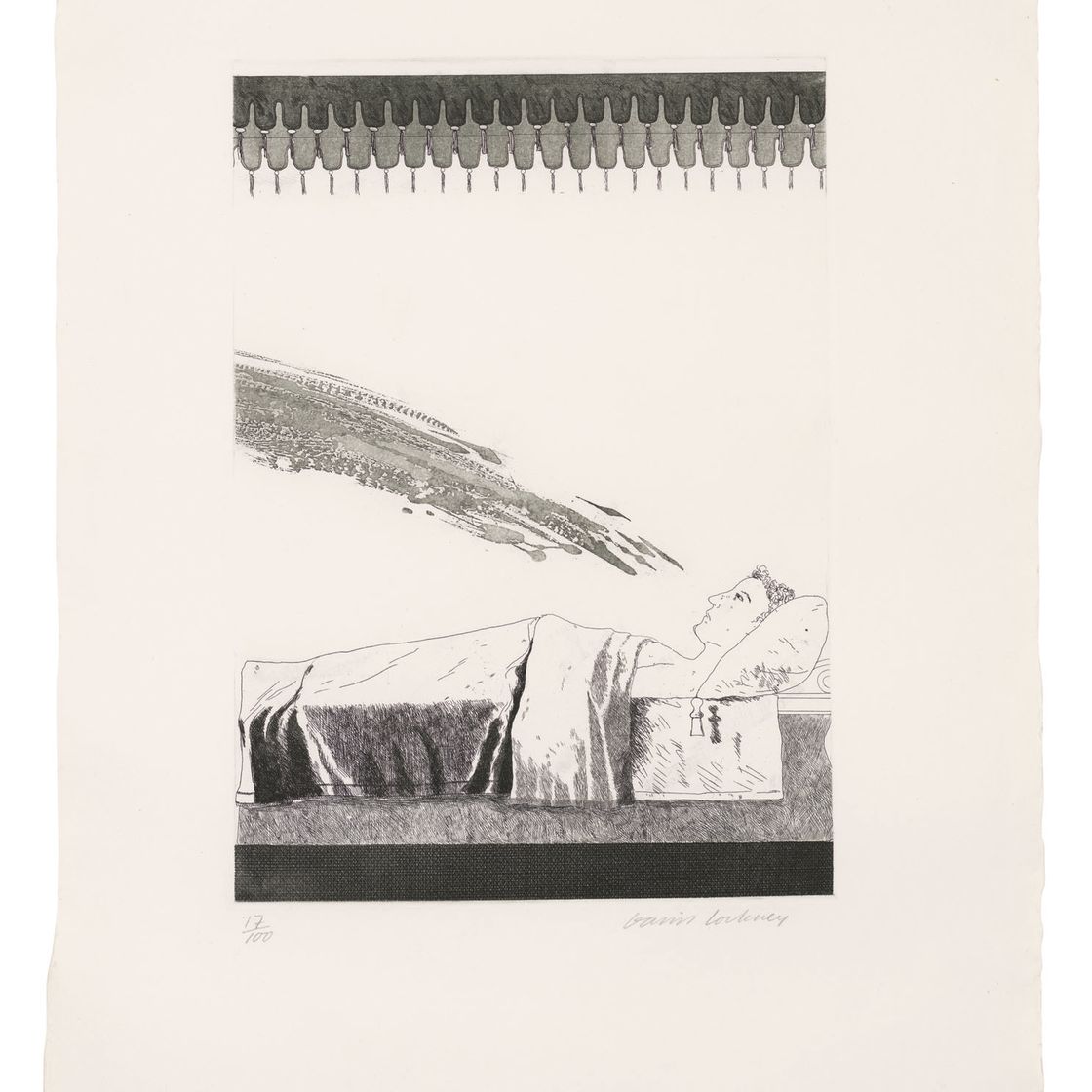 David Hockney — Холодная вода вот-вот обрушится на принца, иллюстрация к шести сказкам Братьев Гримм.