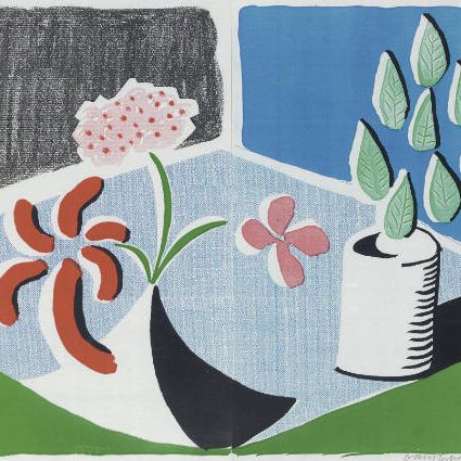 David Hockney — Красные цветы и зеленые листья, отдельно друг от друга, май 1988 (не в МКАТ)
