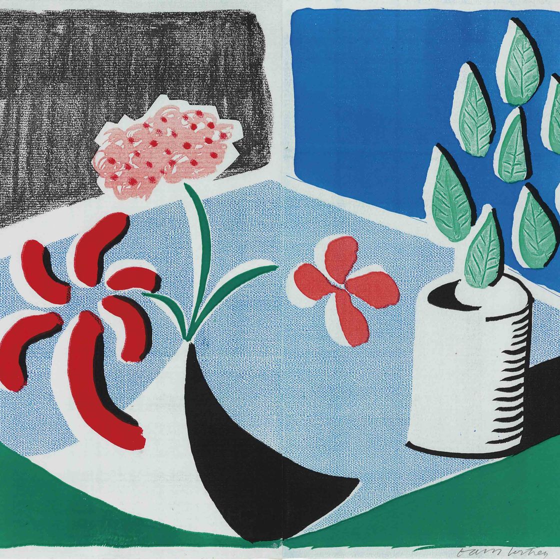 David Hockney — Красные цветы и зеленые листья, отдельно друг от друга, май 1988 года (нет в МКАТ)