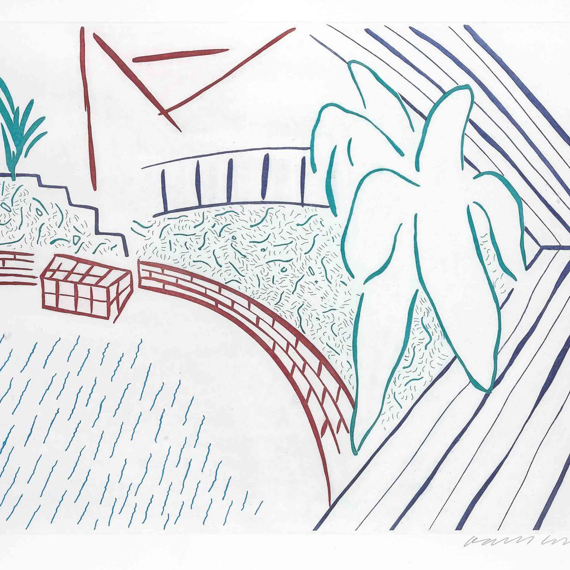 David Hockney — Мой бассейн и терраса, восемь на восемь, чтобы отпраздновать День рождения современника (не в MCAT)