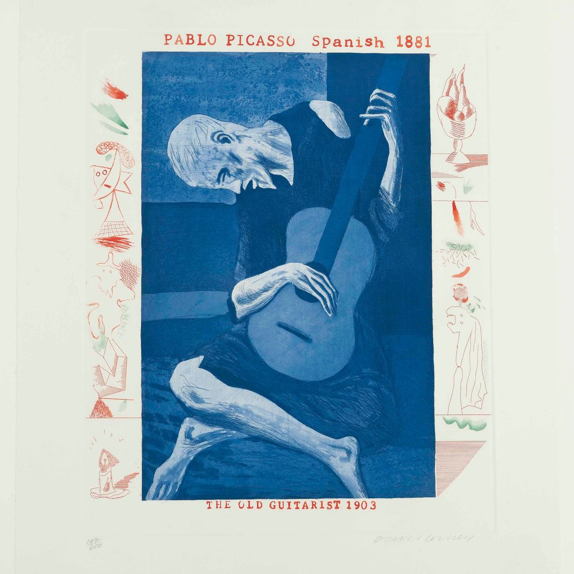 David Hockney — Старый гитарист, от: The Blue Guitar (Шотландский художественный совет, 200; Токио, 179)