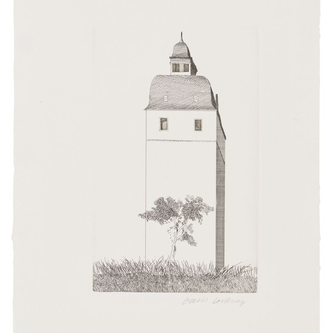David Hockney — Колокольня, из: Иллюстраций к шести сказкам Братьев Гримм